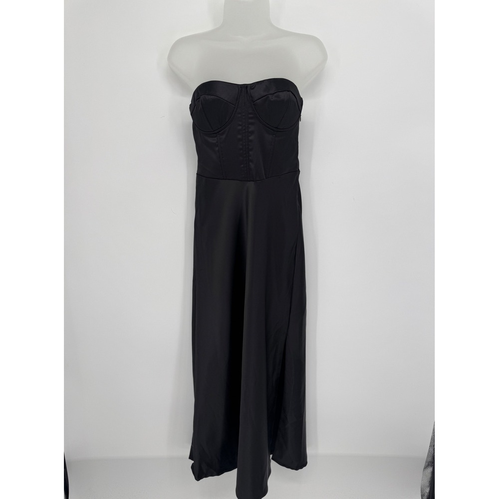 Blush Satin Corset Tube Dress Womens S Black Goth Glam Formal Evening Cocktail